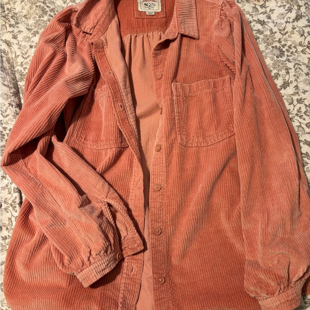 American Eagle Outfitters Salmon Pink Corduroy Shirt
